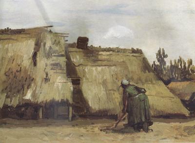 Vincent Van Gogh Cottage with Woman Digging (nn04) Germany oil painting art